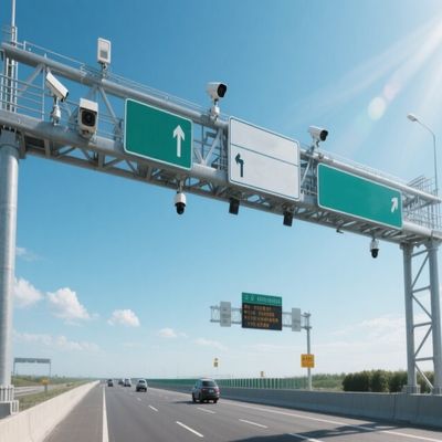 Expressway Gantry Frame Hot Dip Galvanized Traffic Steel Poles with Round Shape, 355Mpa Material