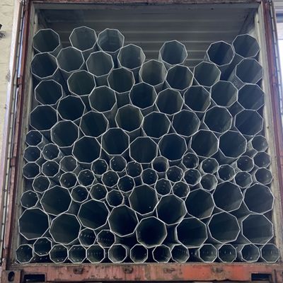 9M / 10.5M / 12M Octagonal Galvanized Steel Electric Pole For Cables Hanging