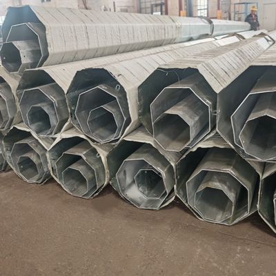 Hongxin Polygonal Galvanized 450Mpa Steel 90FT 100FT Power Transmission Steel Poles