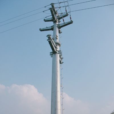 Hongxin Overhead Line Galvanized Suspension Steel Pole Q460 Transmission Pole With Crossarms