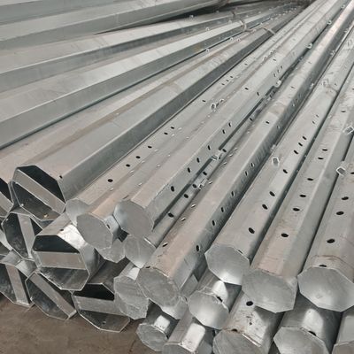 Hongxin 40FT Octagonal Distribution Steel Pole Hot Dip Galvanized with Climbing Rungs