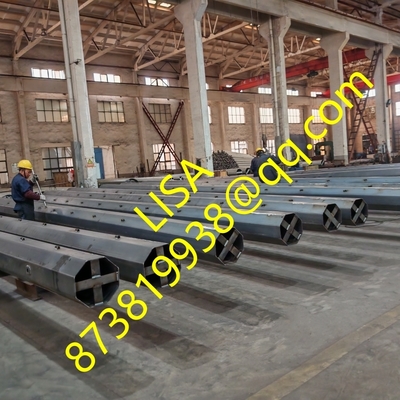 Hongxin 75FT 1200KGF Polygonal 2-Segments Q355 Hot-Dip Galvanized Transmission Steel Poles