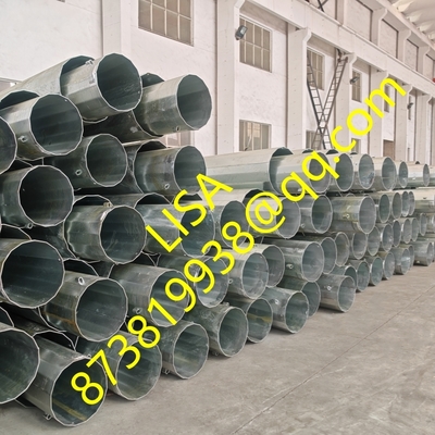 Hongxin 55FT 2-Segments Q355 Dodecagonal Hot Dip Galvanized Transmission Power Steel Poles