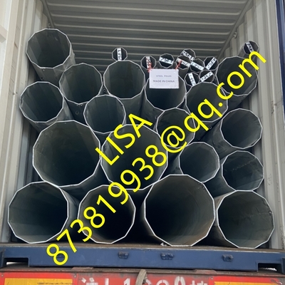 105FT Galvanized Transmission Steel Pole 450MPa Polygonal Buried Steel Pole