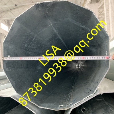 Galvanized 65FT Class 3 Transmission Steel Pole 355MPa Buried Dodecagonal 2 Segments Steel Pole