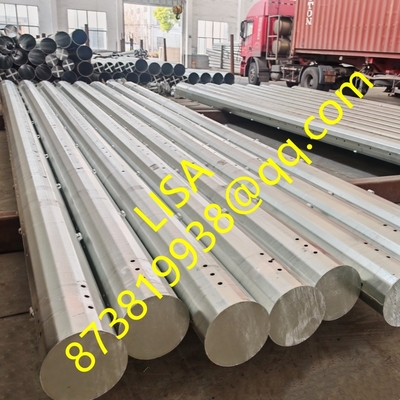Dodecagonal Transmission Steel Poles 50FT-100FT Hot Dip Galvanized Powe Poles