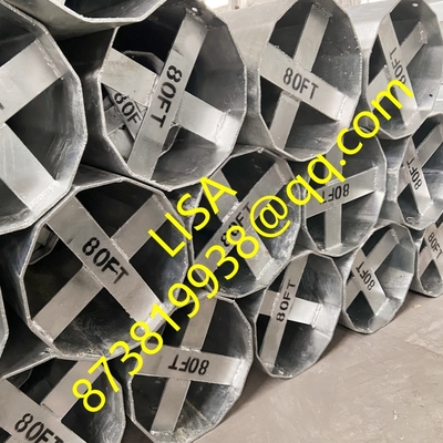 69KV 80FT Q460 Dodecagonal Hot Dip Galvanized Overhead Line Transmission Steel Poles