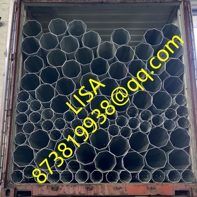 9M Octagonal Distribution Steel Pole with Hot Dip Galvanized Top and Bottom Caps