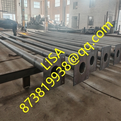 Israel Hot Dip Galvanized Round Tapered 10M Steel Lighting Pole with Base Plate