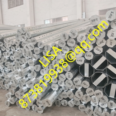 15KV 35FT Octagonal Galvanized Steel Metal Pole With Nea Standard For Distribution Line
