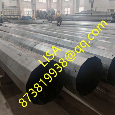 75FT 2-Segments Dodecagonal Hot Dip Galvanized Transmission Steel Poles with Bitumen Painting and Sack Wrap