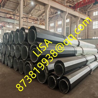 70FT 90FT Height 6000KGF 1530KGF Load Hot Dip Galvanized Transmission Steel Pole with Bitumen Painting