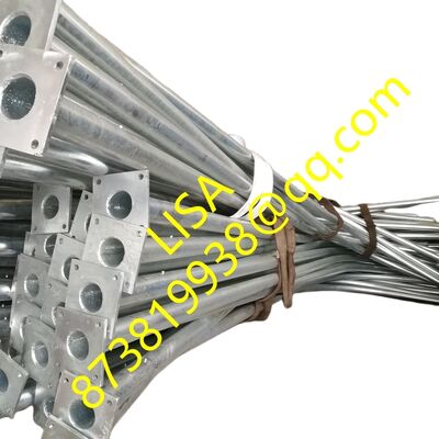 15FT 20FT Q235B Hot-dip Galvanized Steel Lighting Pole with Curved Single Arm for Street Road Lighting