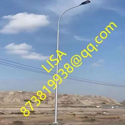Q235B 9M Round Tapered Hot-dip Galvanized Steel Lighting Poles with Separated Curved-End Single Arm