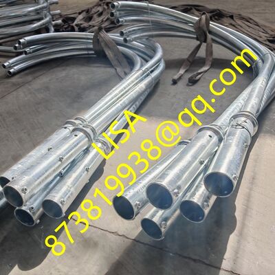 Q235B 9M Round Tapered Hot-dip Galvanized Steel Lighting Poles with Separated Curved-End Single Arm