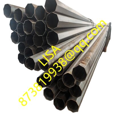 Dominican Republic 9M 10.5M 12M Hot-dip Galvanized Octagonal Tapered Electric Steel Pole with Top and bottom Cap