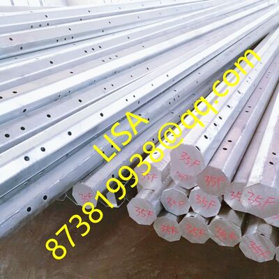 The Philippines Nea Standard Hot-dip Galvanized Electric Steel Pole 35FT Q355B with 500KGF Load for Power Distribution Line