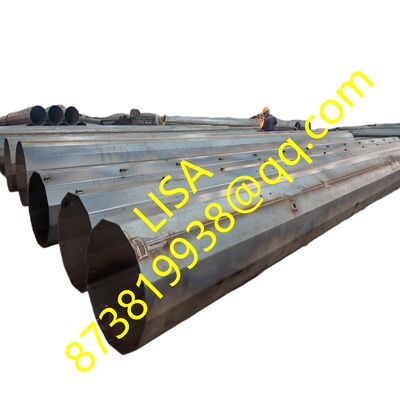 60FT 12-Sides 1200KGF Hot-dip Galvanized Transmission Steel Pole with Bitumen Painting