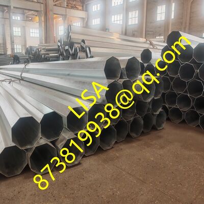 40FT 12.192M 1 Segment 500KG Load Hot Dip Galvanized Octagonal Distribution Steel Pole