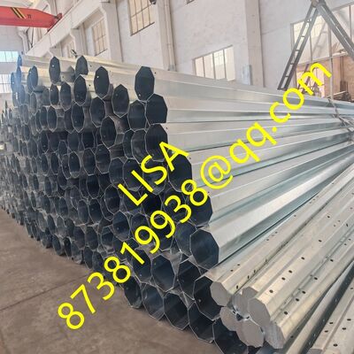 40FT Octagonal Hot Dip Galvanized Distribution Steel Pole with 500KG Min Break Load
