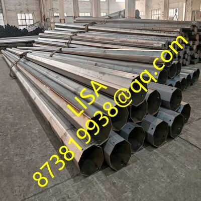 40FT Octagonal Hot Dip Galvanized Distribution Steel Pole with 500KG Min Break Load