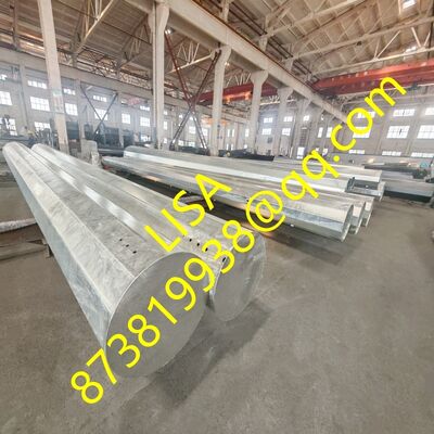 90FT Q460 11000kgf Load Transmission Steel Pole with Hot-Dip Galvanized and Black Tar Anti-Corrosion Painting