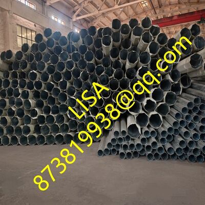 12M 8kN Design Load Dominican Octagonal Hot-dip Galvanized Steel Poles with Bitumen Painting and Sack Wrap