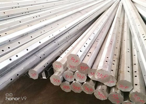 Octagonal Shape Hot Dip Galvanized Steel 15 Kv Electrical Poles