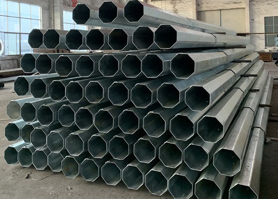 45ft Height 3.5mm Thick Q345 2 Section hot dip galvanized Steel Electric Pole
