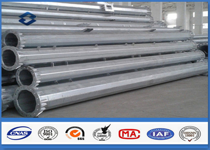 Galvanized tubular steel utility poles , Steel Q345 High Voltage high