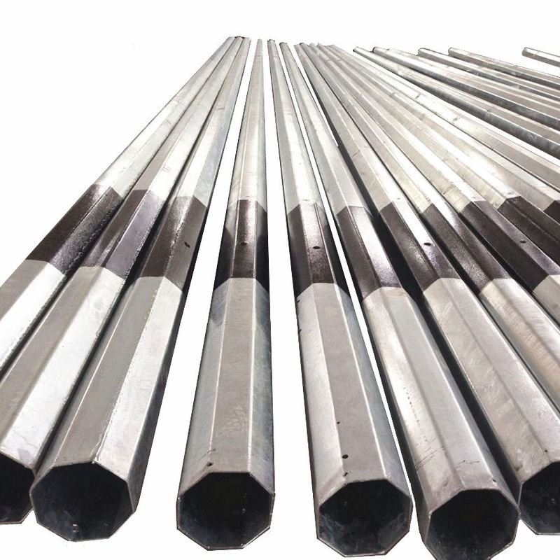 9M 3kN 4kN Metal Güç Uygulama direği S355JR Sıcak Dip Galvanize Elektrik Çelik direği