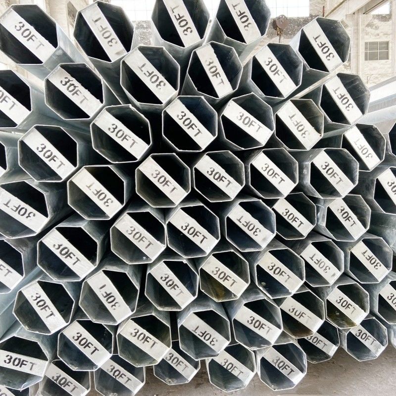 30FT 15kv Q235 Galvanized Electric Steel Pole Burial Octagonal Steel Pole