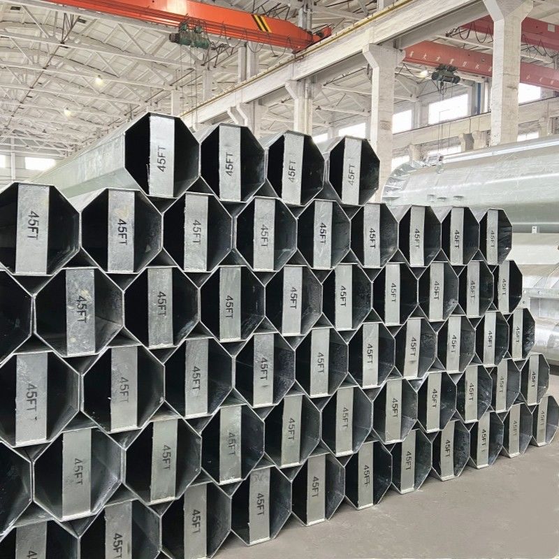8 Sides Octagonal Galvanized Steel Post Transmission 45FT Steel Electric Pole