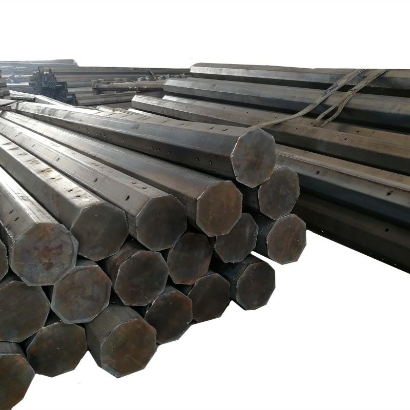 Octagonal Distribution Steel Pole 15kV 69kV Galvanized Pole For Power Line