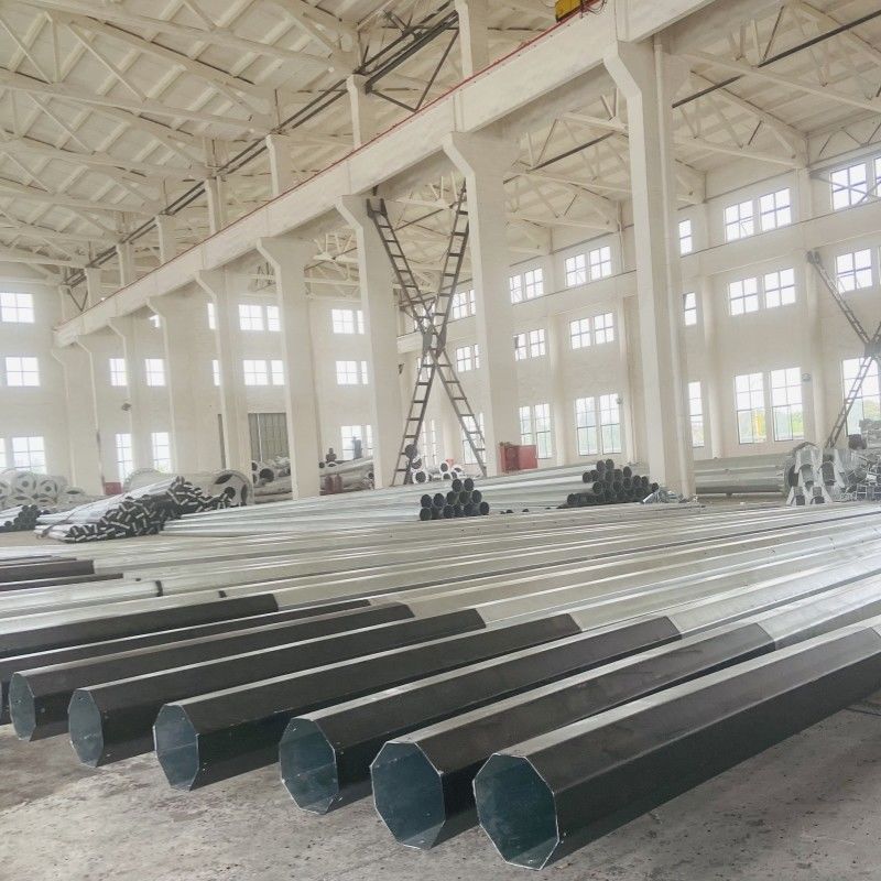 30FT Q355B Communication Pole Octagonal Distribution Utility Pole Equipment 3.0mm