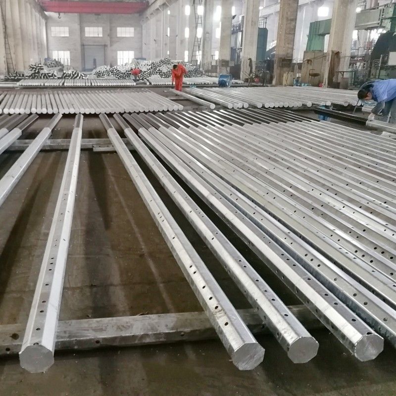 13.2kv 25ft 30ft 35ft 40ft 45ft 8 Sided Steel Utility Pole Hot-Dip Galvanizing For Distribution Power Line