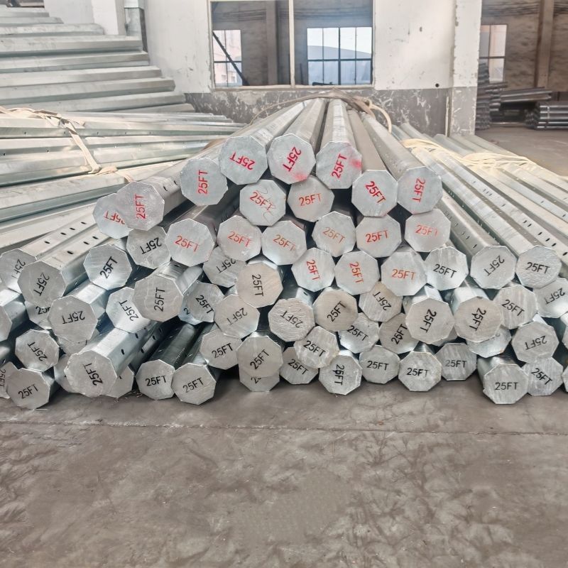 25FT 355Mpa Galvanised Octagonal Pole For 15KV Distribution Power Line