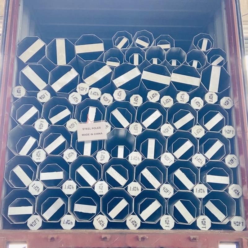 Hongxin Direct Burial Type Galvanized Octagonal 355Mpa Steel 35FT 40FT Steel Poles