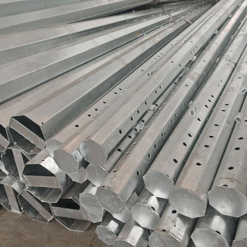 Hongxin 40FT Octagonal Distribution Steel Pole Hot Dip Galvanized with Climbing Rungs