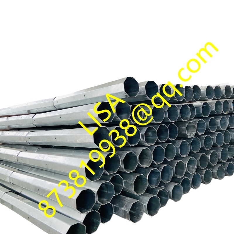 Hongxin 45FT Hot Dip Galvanized Octagonal 1200KGF 2-Segments Distribution Steel Poles