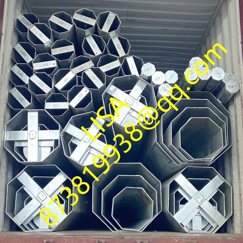 100FT 120FT Octagonal Hot Dip Galvanized Transmission Steel Pole for Power Transmission Lines