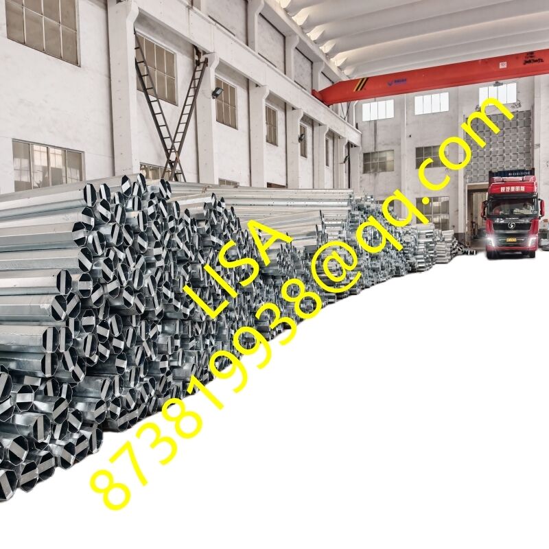 30FT Octagonal Hot Dip Galvanized Distribution Steel Poles with ASTM A572 Gr50 Material and 500KGF Min Break Load