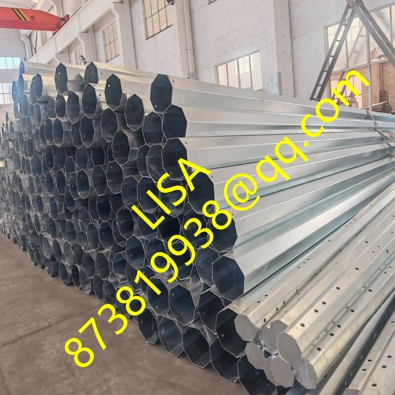 40FT Octagonal Hot Dip Galvanized Distribution Steel Pole with 500KG Min Break Load