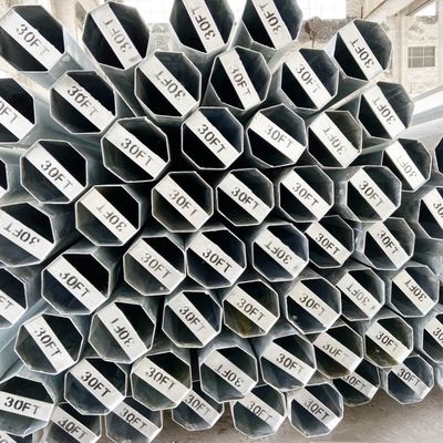 30FT 15kv Q235 Đường thép điện kẽm Chôn cất Đường thép hình tám