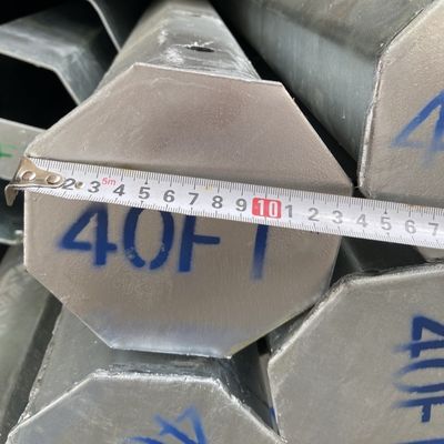 40FT Metal Uygulama direği Sink kaplı Galvanize 2.75mm Seksengen Çelik direği