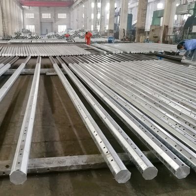 13.2kv 25ft 30ft 35ft 40ft 45ft 8 Sided Steel Utility Pole Hot-Dip Galvanizing For Distribution Power Line