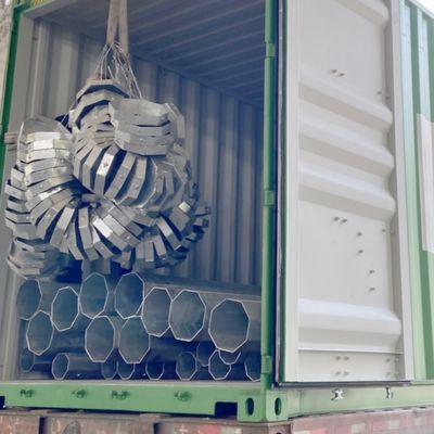 9M / 10.5M / 12M Octagonal Galvanized Steel Electric Pole For Cables Hanging