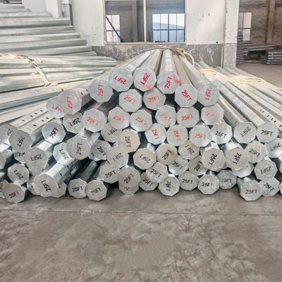 25FT 355Mpa Galvanised Octagonal Pole For 15KV Distribution Power Line