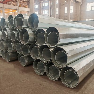 2000KGF 355Mpa 60FT 12 Sides Galvanized Power Transmission Steel Pole for Cable Installation