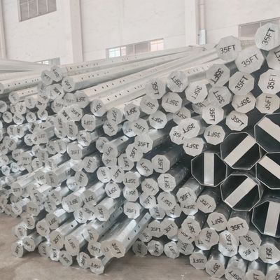 Hot Roll Steel Q355 35FT Electric Steel Pole with 500KGF Load Octagonal Shape & Galvanized Surface